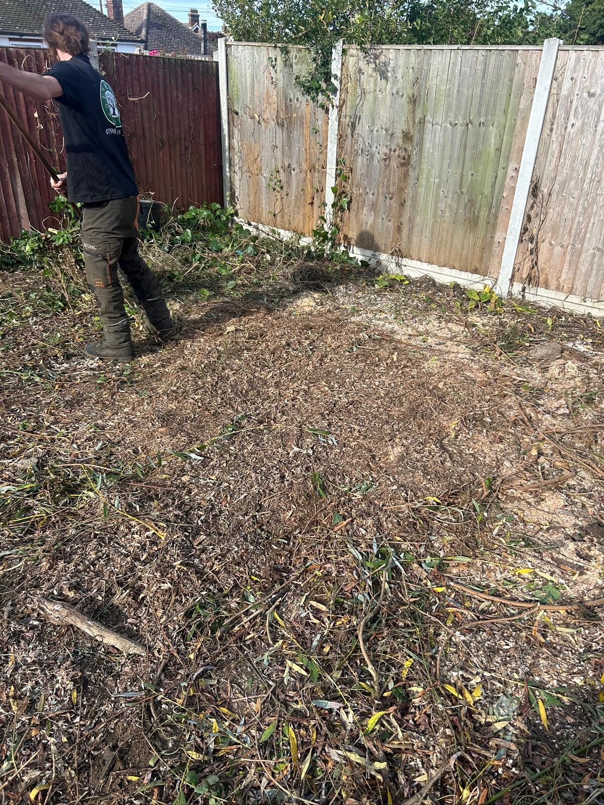 Tree stump removed and area cleared